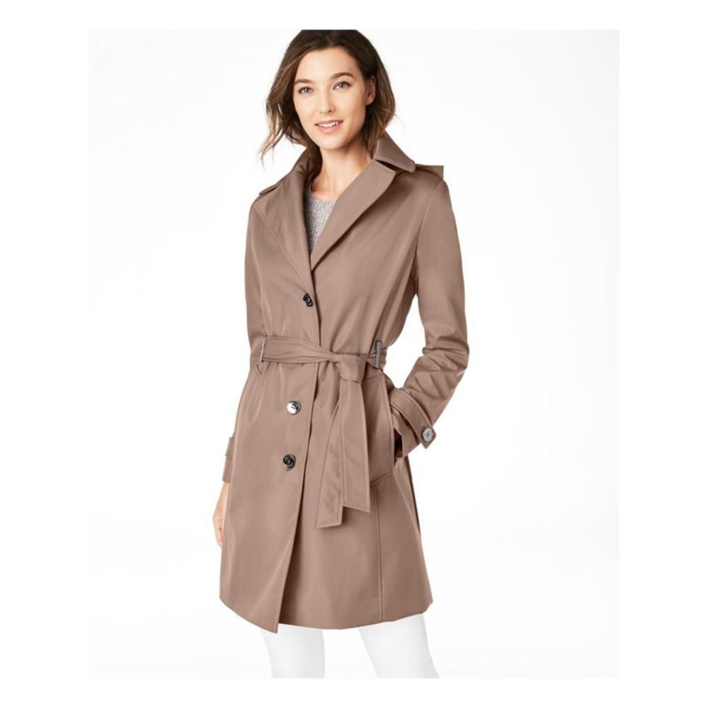 CALVIN KLEIN Womens Beige Hooded Trench Coat Petites PXL - Picture 1 of 1